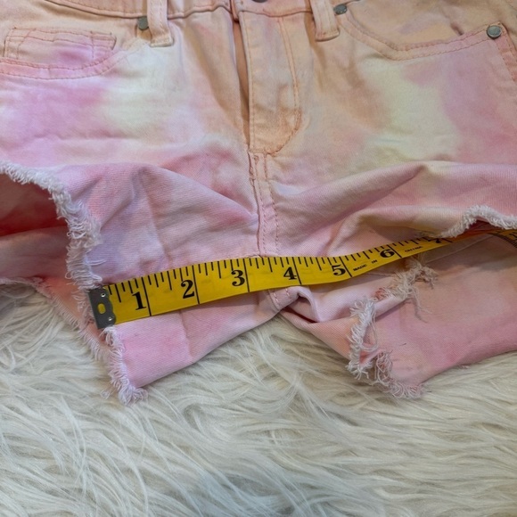 Joe's Jeans Harlow Denim Shorts Girl's 14‎ Rainbow Tie Dye Frayed Hem Buttoned - Picture 4 of 9
